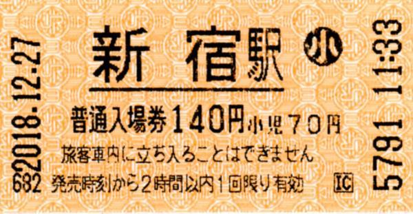 新宿駅入場券 エドモンソン券