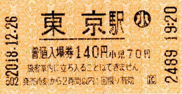 東京駅入場券 エドモンソン券