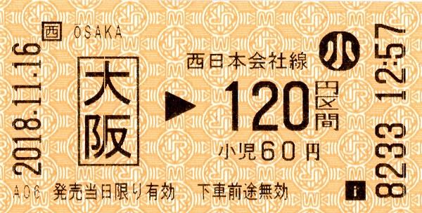 大阪駅 乗車券 エドモンソン券