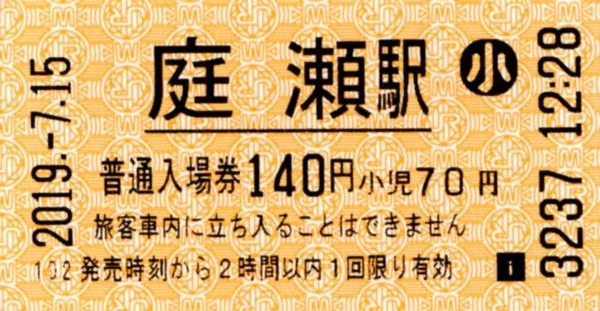 庭瀬駅 入場券 エドモンソン券